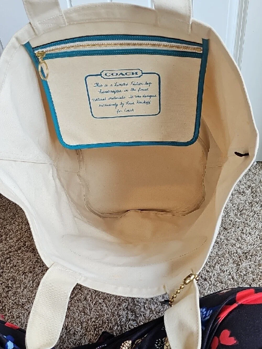 HUGE Coach Limited Edition Canvas Beach Tote - Teal Perfect Pool Bag